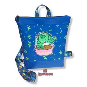 Cat Succulent Plant Cactus Small Yasmina Backpack Handmade Vinyl Faux Leather